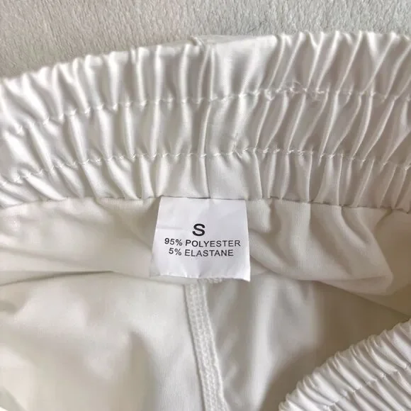 White Athletic Training Shorts with built-in spandex shorts, Size Small, White - Picture 5 of 5